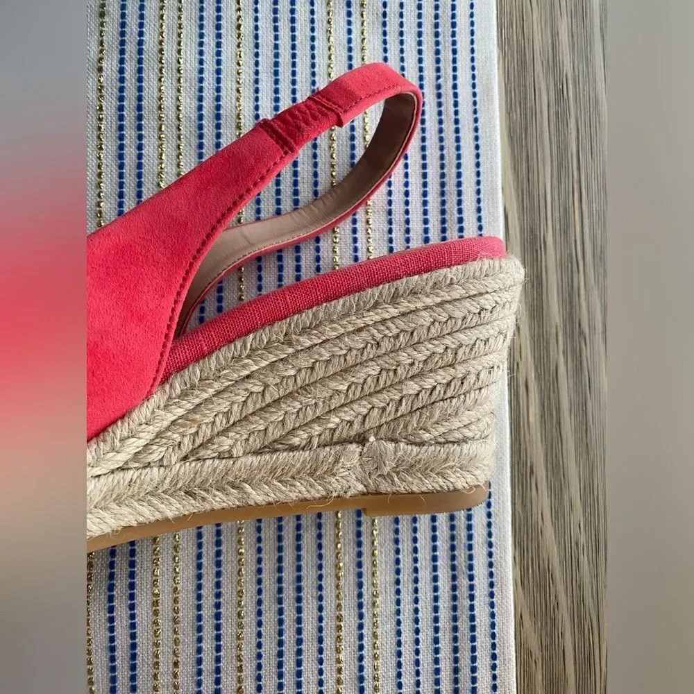 Cole Haan Espadrille  Womens  Sz 9.5 Cloudfeel  Wedge Sandals Coral Orange NEW